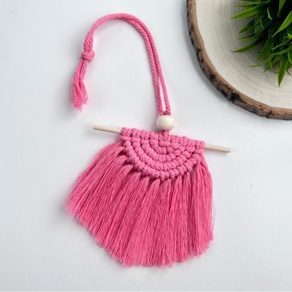 Hand Crafted Other - Macrame Half Moon Car Charm